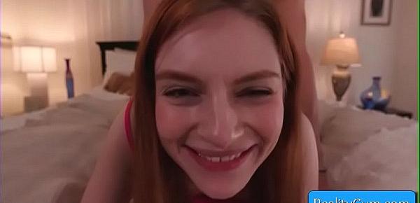  Sexy redhead teen slut Aaliyah Love get her pussy hammered by immense cock